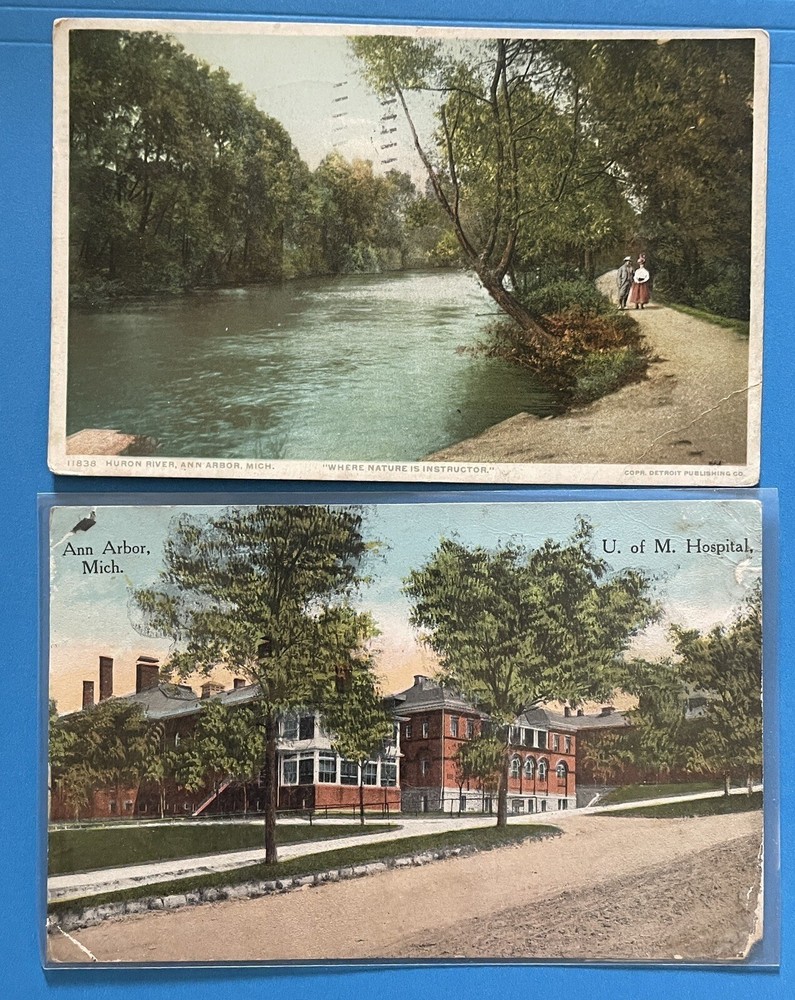Ann Arbor Michigan Postcard Lot Huron River & Hospital