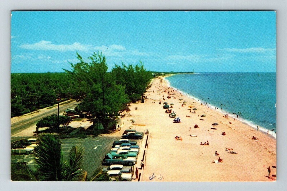 Pompano Beach FL-Florida Sun And Surf Bathing On Golden Sands Vintage Postcard