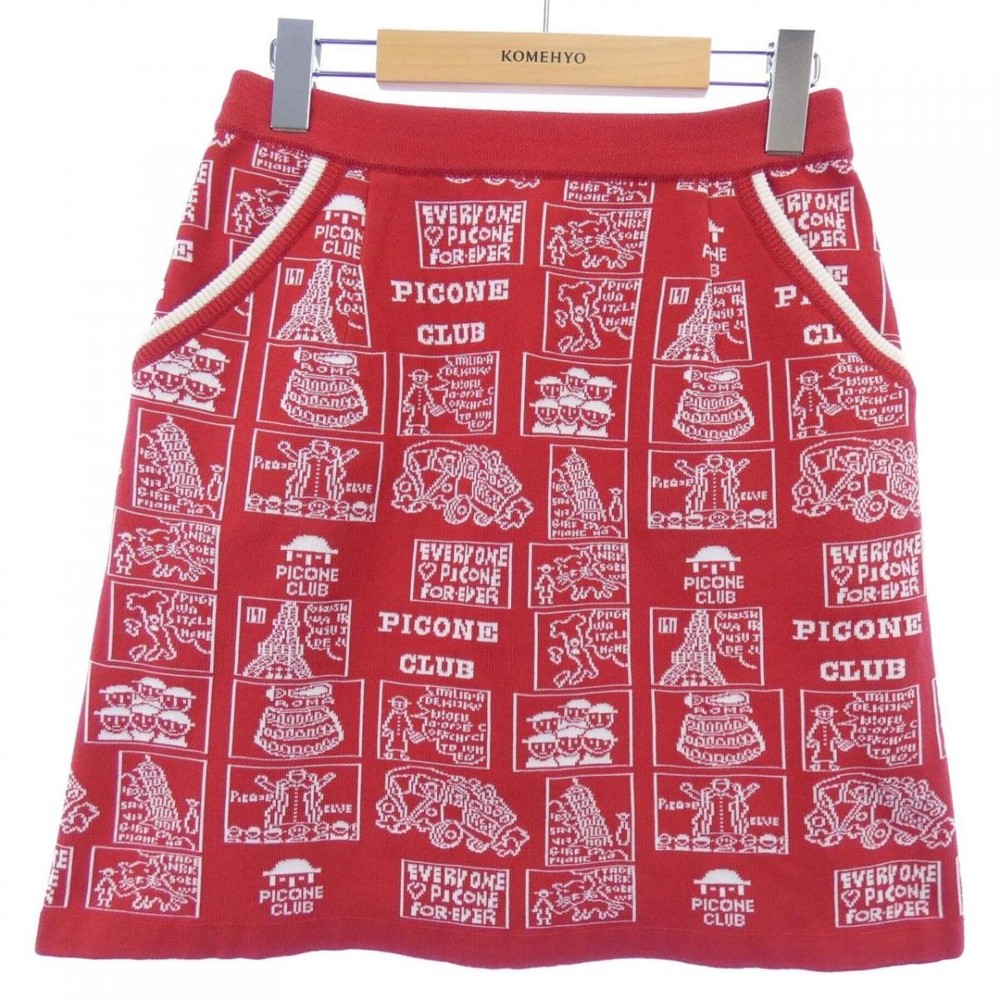 Picone Red Skirt Size 38 Used Vintage Wool Blend Casual Fashion
