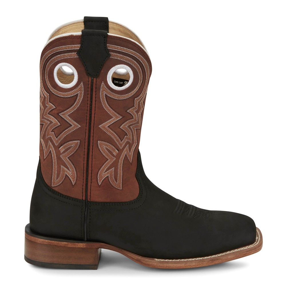 Justin Boots  News 11 Inch Square Toe Cowboy  Mens Black, Brown Casual Boots FN7