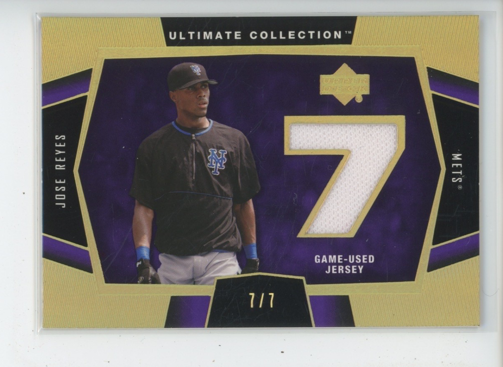 JOSE REYES PATCH 2003 UD ULTIMATE COLLECTION GOLD JERSEY # 7/7 = 1/1  NY METS