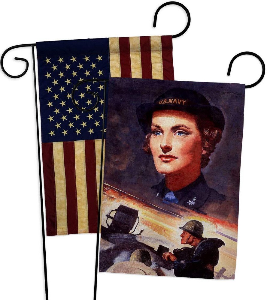 USBrotherhood Wave with Gun Crew Garden Flag Pack Armed Forces Navy USN Seabe...