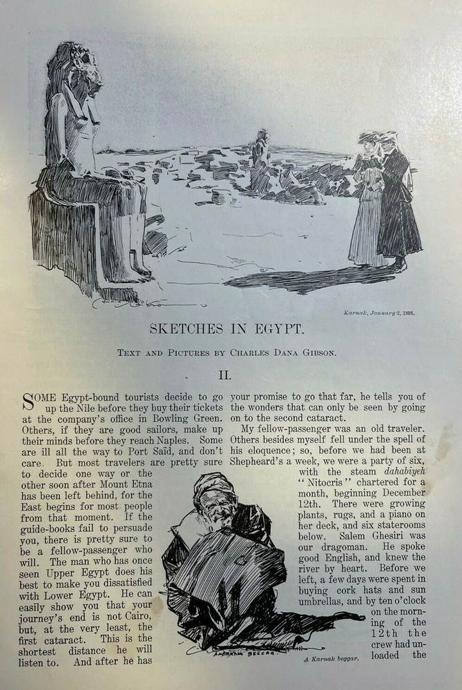 1899 Charles Dana Gibson Sketches in Egypt Karnak Thebes Temple of Ti