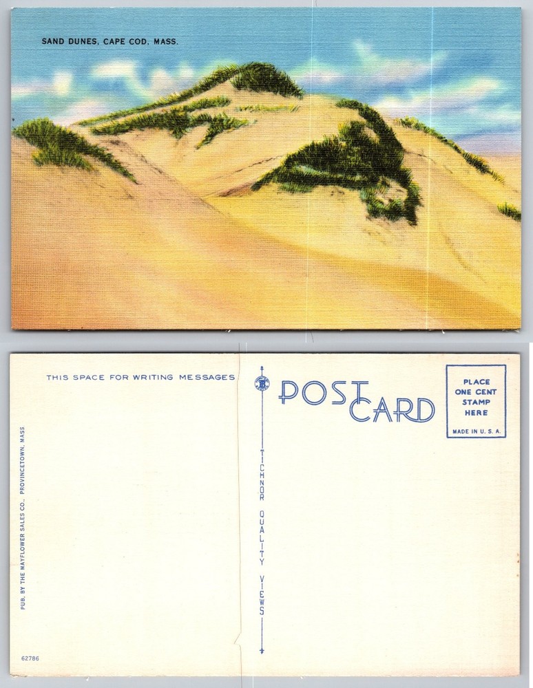 Vintage Linen Postcard Sand Dunes Cape Cod Massachusetts Tichnor View