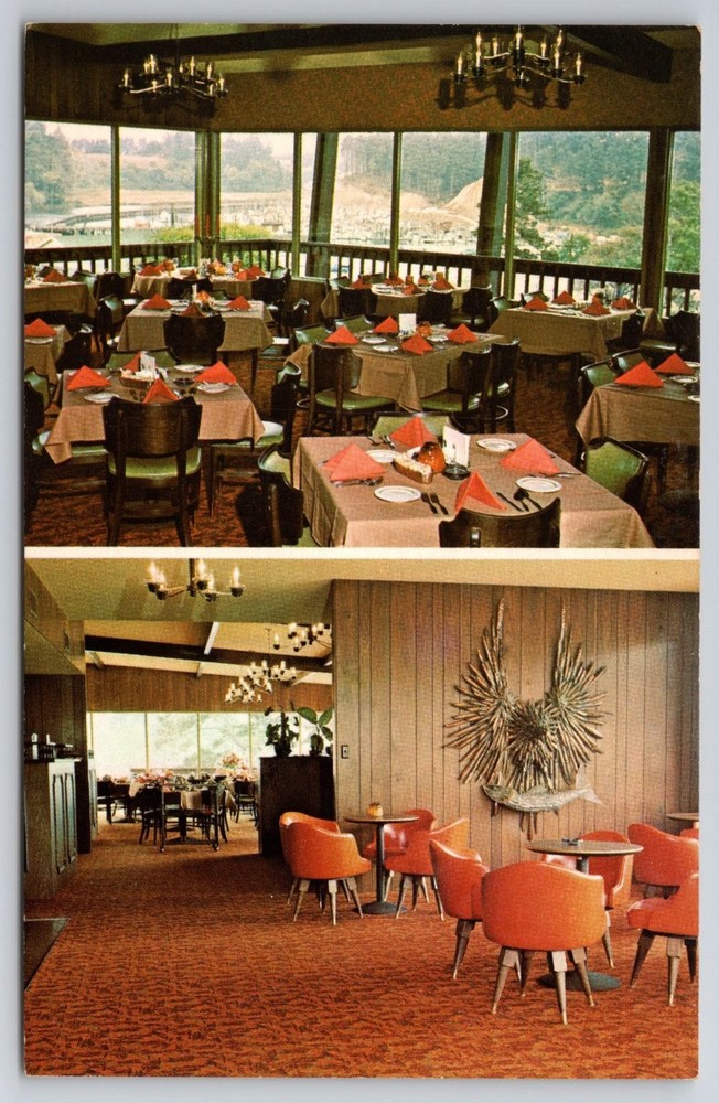 Vintage Postcard Noyo River Inn Fort Bragg California Restaurant Harbor View