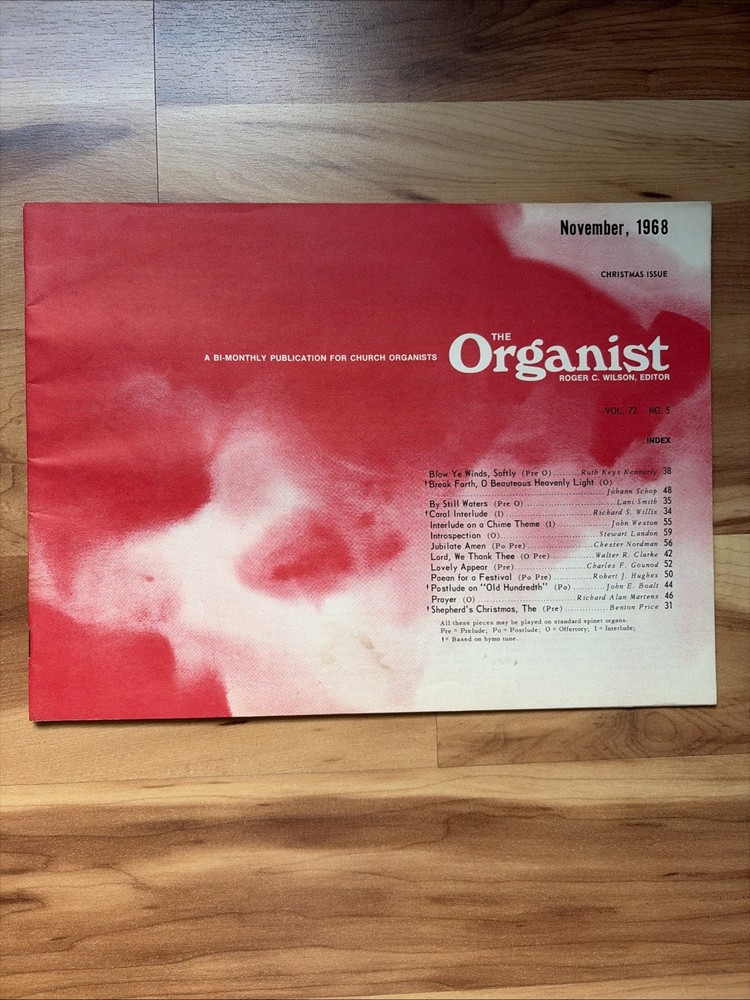 Vintage Sheet Music The Organist Church Organ Magazine November 1968 Vol 72 No 5