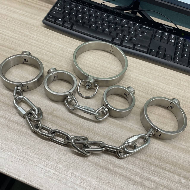 Bondage Heavy Duty Stainless Steel Handcuffs Ankle Cuffs Neck Collar Lockable SM