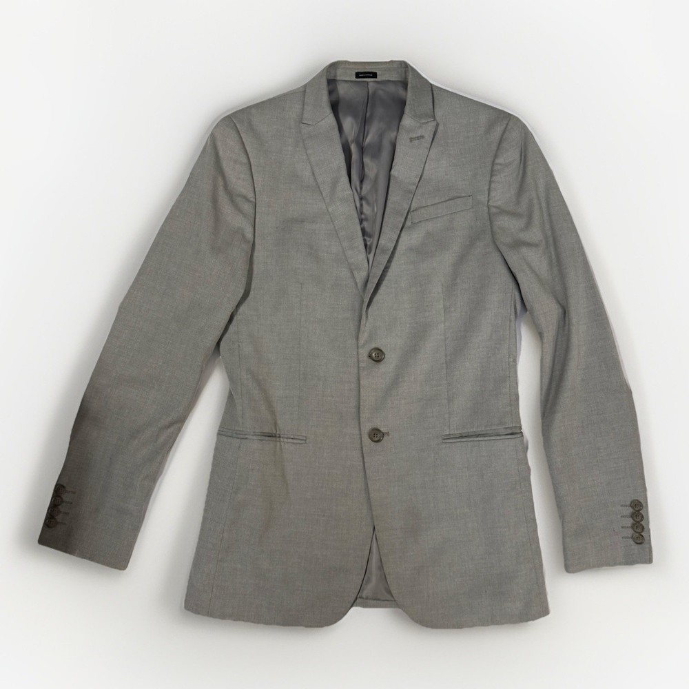 JF J. Ferrar Men's Size Small Slim-Fit Suit Jacket Grey 2-Button Blazer