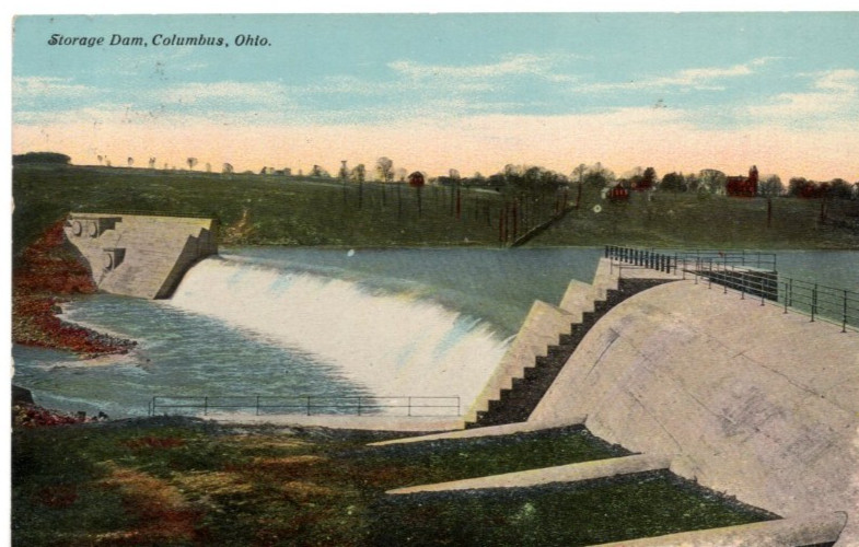 c1910 Water Storage Reservoir Dam Columbus Ohio Vintage Postcard