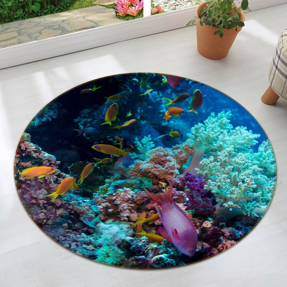 3D Coral Pink Fish O359 Animal Non Slip Rug Mat Elegant Photo Carpet Fay
