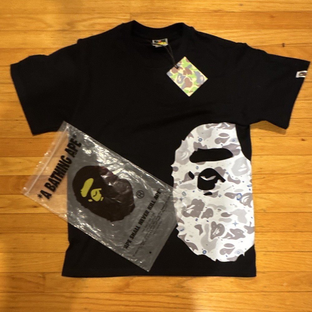 A Bathing Ape Bape T-Shirt  Men's Black Ape Head Logo Graphic  Size S