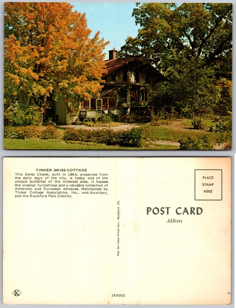 Tinker Swiss Cottage Rockford IL Postcard