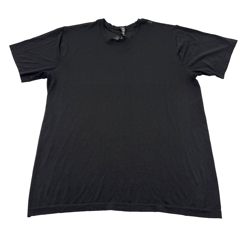 Lululemon Mens XL Black Seamless Mesh Short Sleeve Athletic Gym Shirt EUC!!