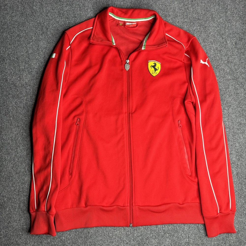 Puma Authentic Scuderia Ferrari Men's Medium Red Full Zip Track Racing Jacket