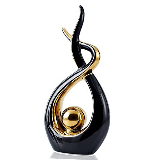 Home Decor Modern Abstract Art Ceramic Statue, Decoration for Large Black