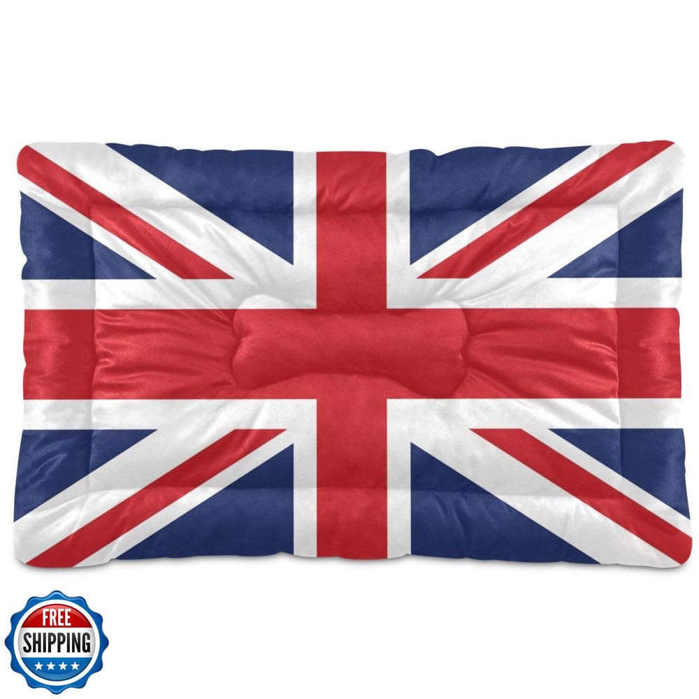 Coikll British Flag Pet Bed Mat Soft Anti-Slip Dog Bed Pad Machine Washable