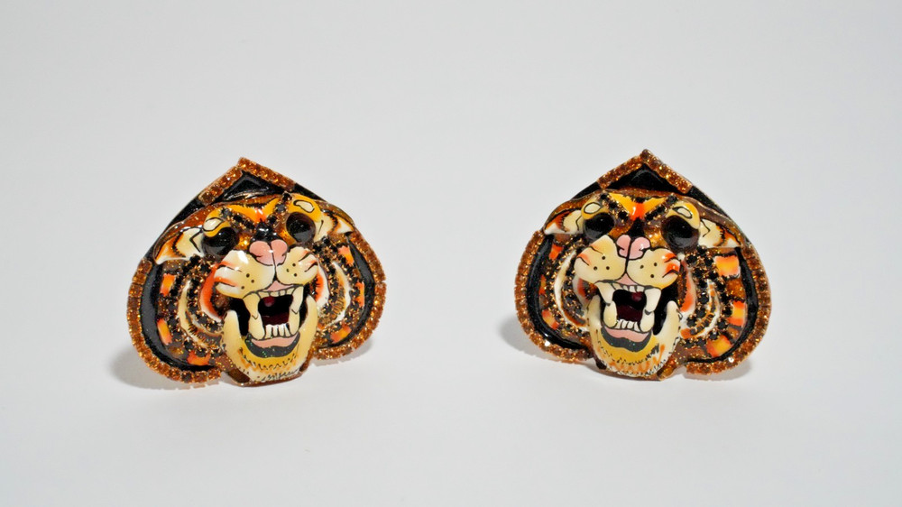 Lunch at the Ritz Vintage Tiger Clip-On Earrings – Bold Statement Jewelry
