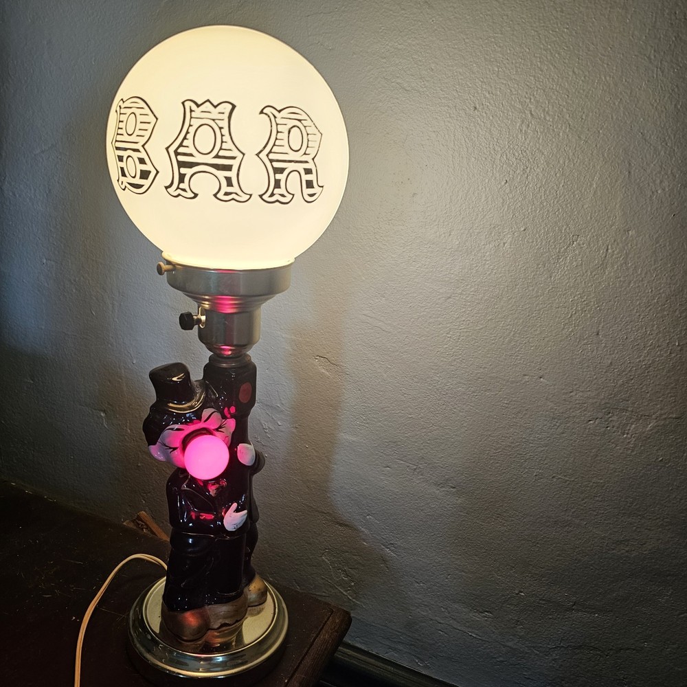 Charlie Chaplin Drunk Bum Bar Lamp hobo clown red nose 3-way-light Vintage Works