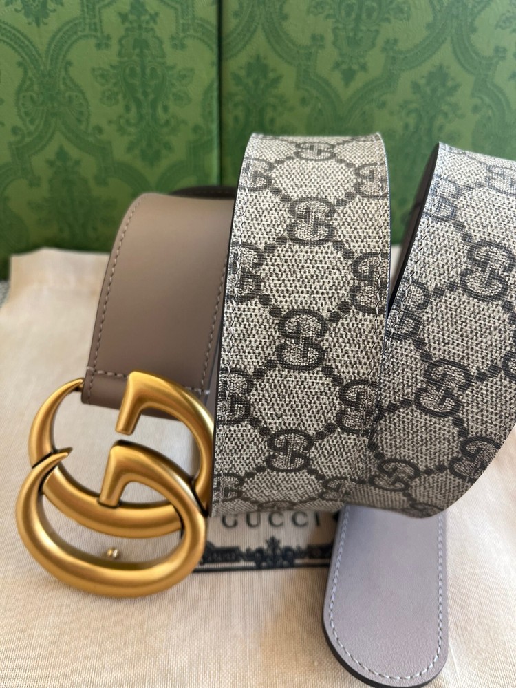 Gucci GG Buckle Pink Brown Canvas Womens Belt 95cm Fits 32-34 Waist