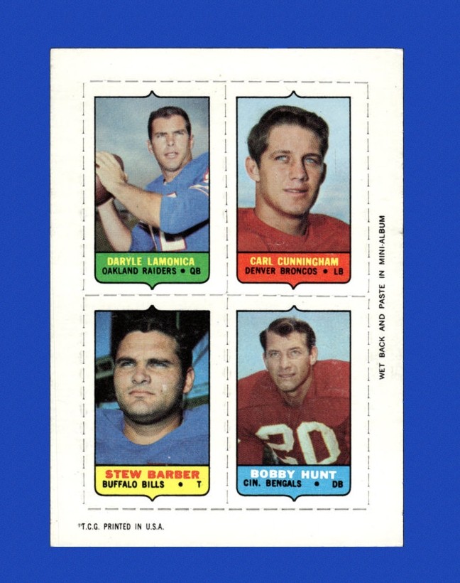 1969 Topps 4-in-1 Set-Break Lamonica/Cunningham/Barber/Hunt EX-EXMINT *GMCARDS*Consign with Greg Morris Cards