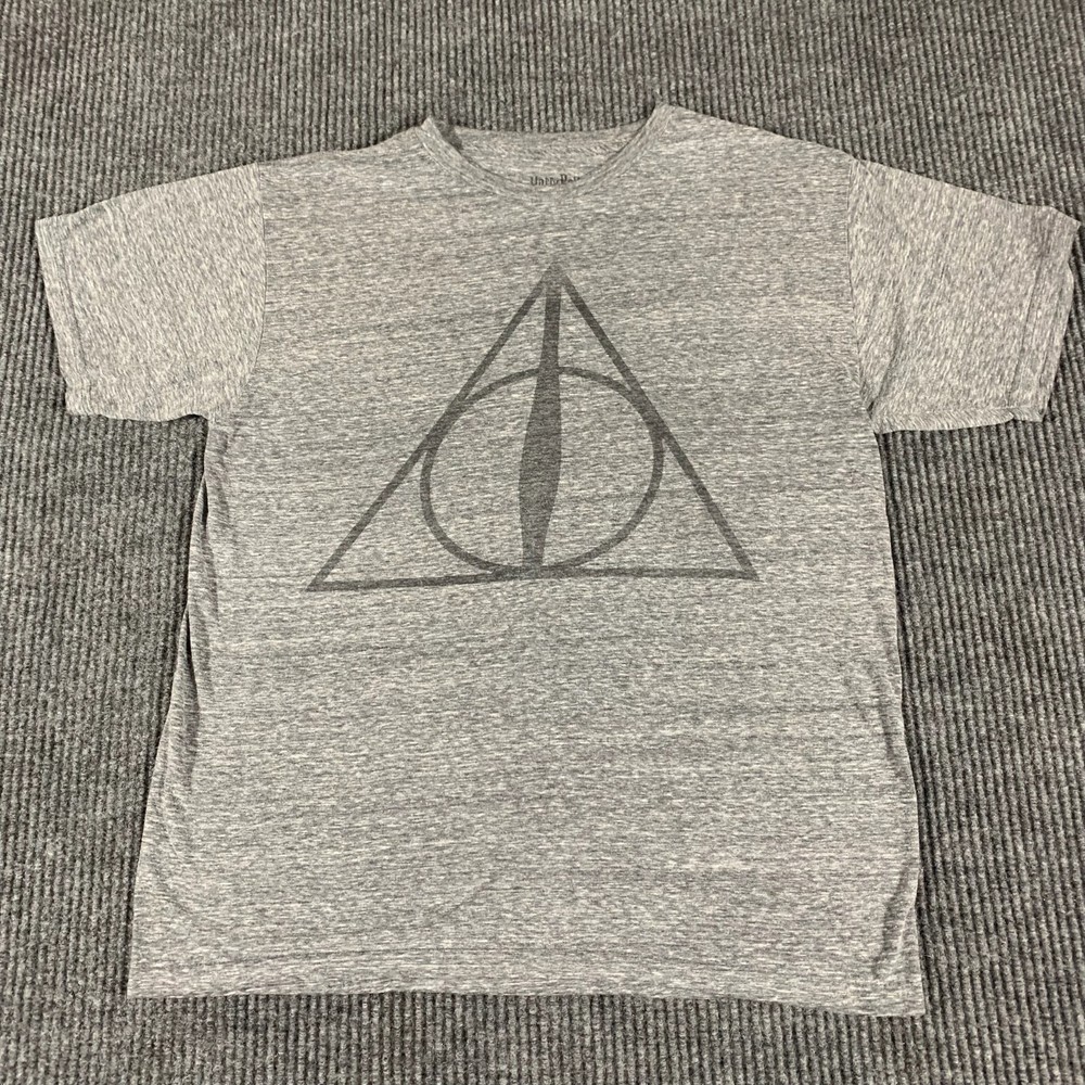 Harry Potter T Shirt Mens M Gray Short Sleeve Lightweight Thin Deathly Hallows