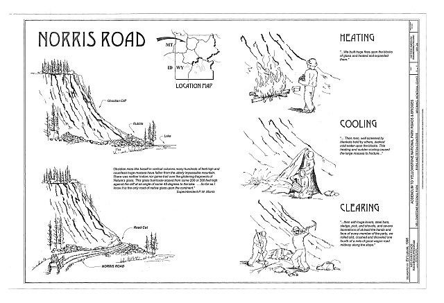 Photo:Yellowstone National Park WY 1900s Norris Road Clearing Map Print