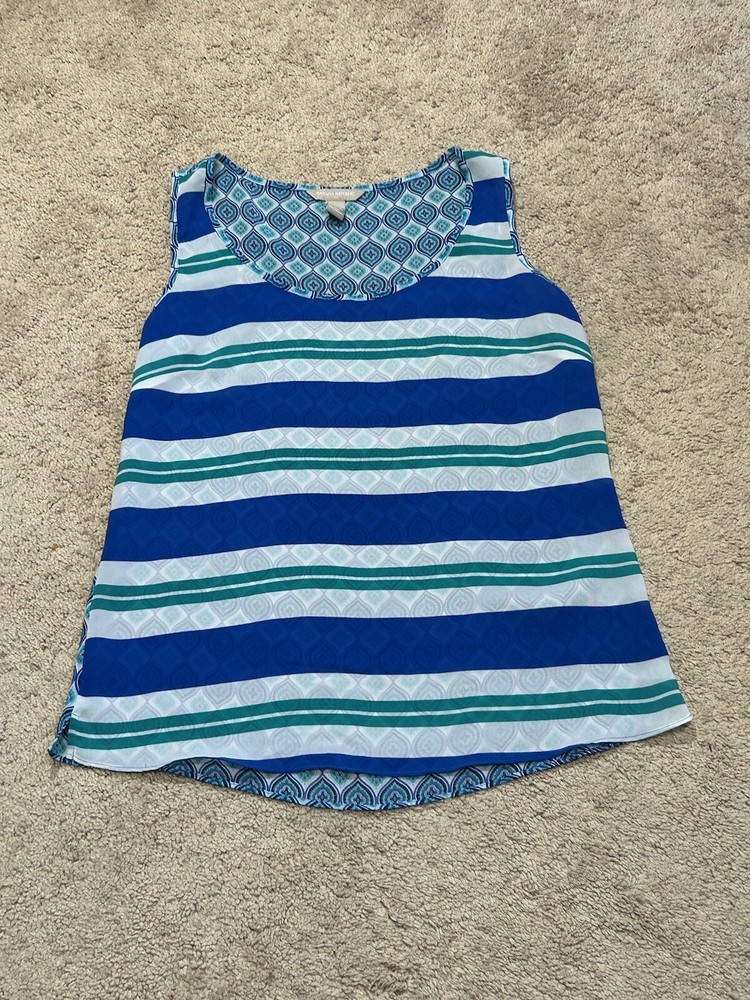 Banana Republic Womens Shirt Size Medium Multicolor Striped Classic Dressy Flowy