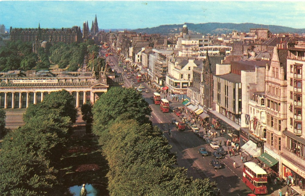 Princes Street from the Scott Monument, Edinburgh, Scotland, UNP, VG --POSTCARD