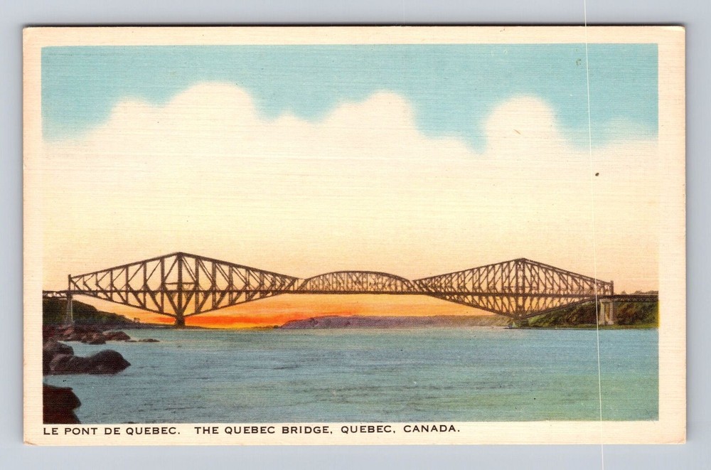 Quebec-Canada, the Quebec Bridge, Antique Vintage Souvenir Postcard