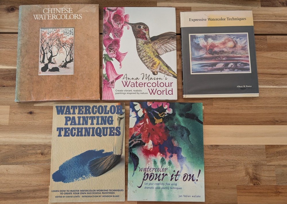 Lot of 5 Watercolor Book :Anna Mason's, Chinese Watercolors, Painting Techniques
