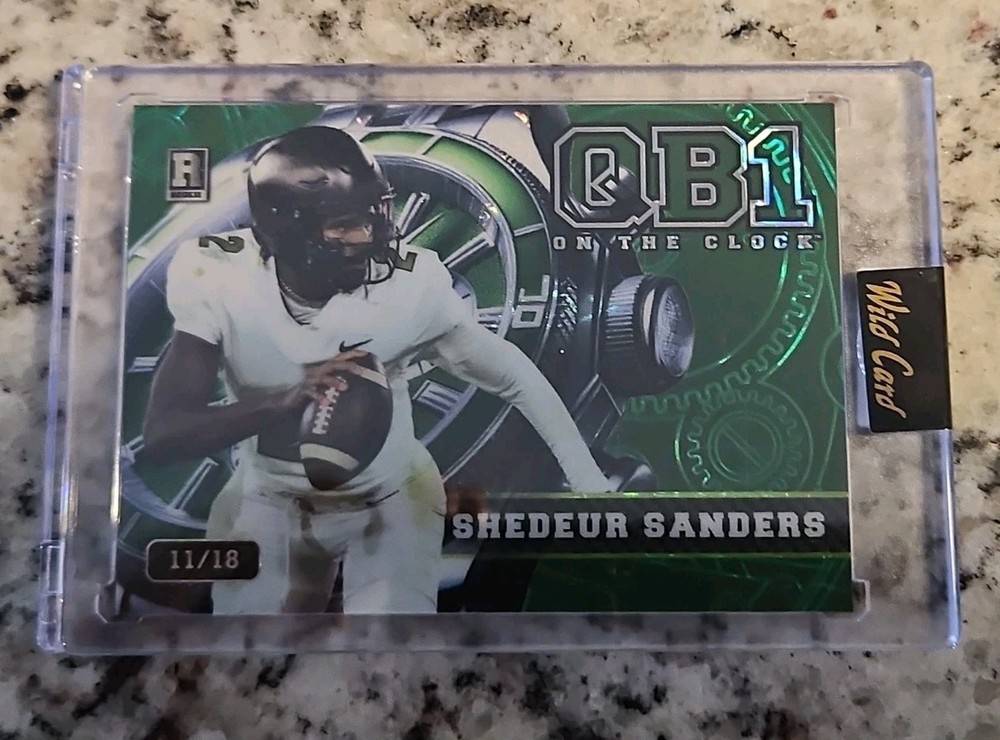 🔥Shedeur Sanders 11/18 RC Green 2024 QB1 On The Clock Wild Card 🔥