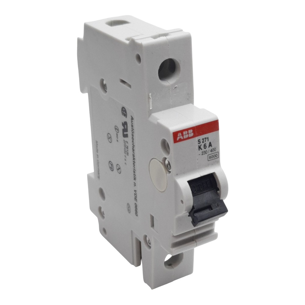 ABB S271-K6 Circuit Breaker, 1-Pole, 6A 230/400VAC, K-Curve, DIN Rail Mount