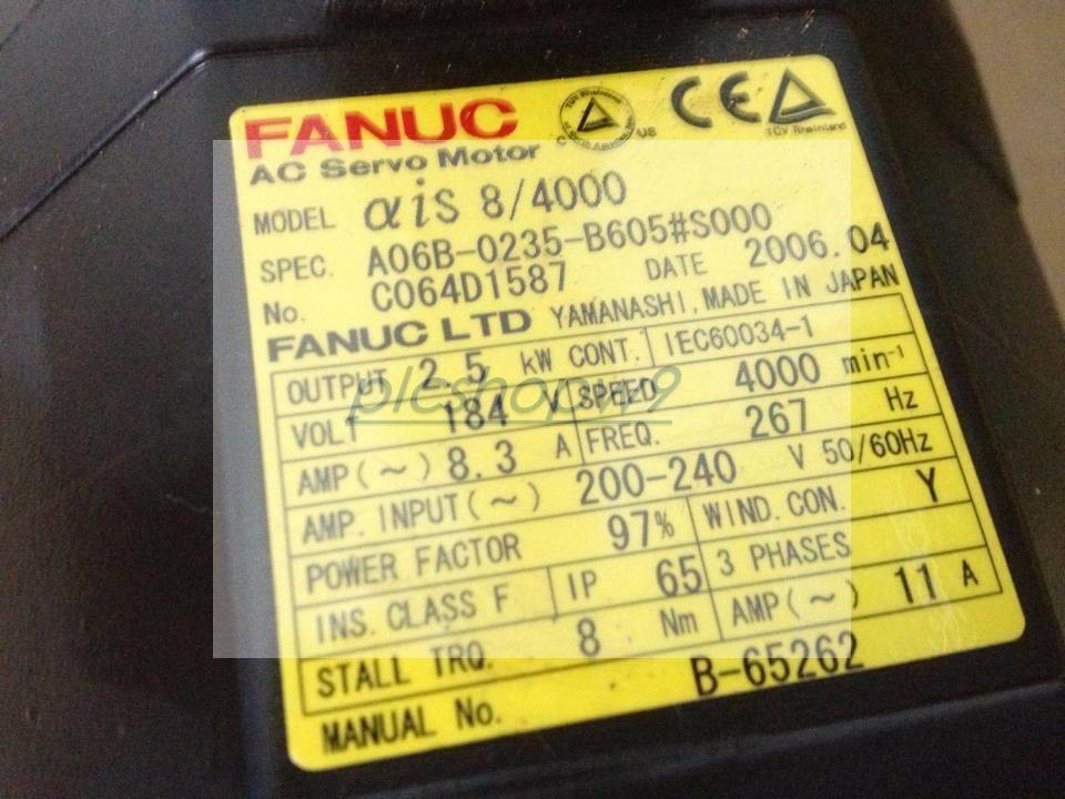 USED Fanuc AC Servo Motor A06B-0235-B605#S000 2.5 kW Input 200-230V