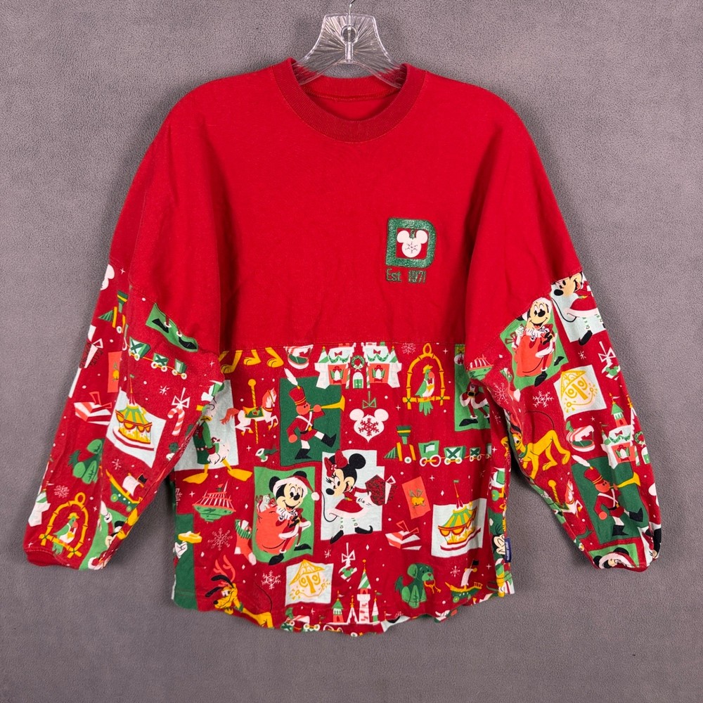 Walt Disney World Spirit Jersey Womens S Mickey & Friends Christmas Multicolor