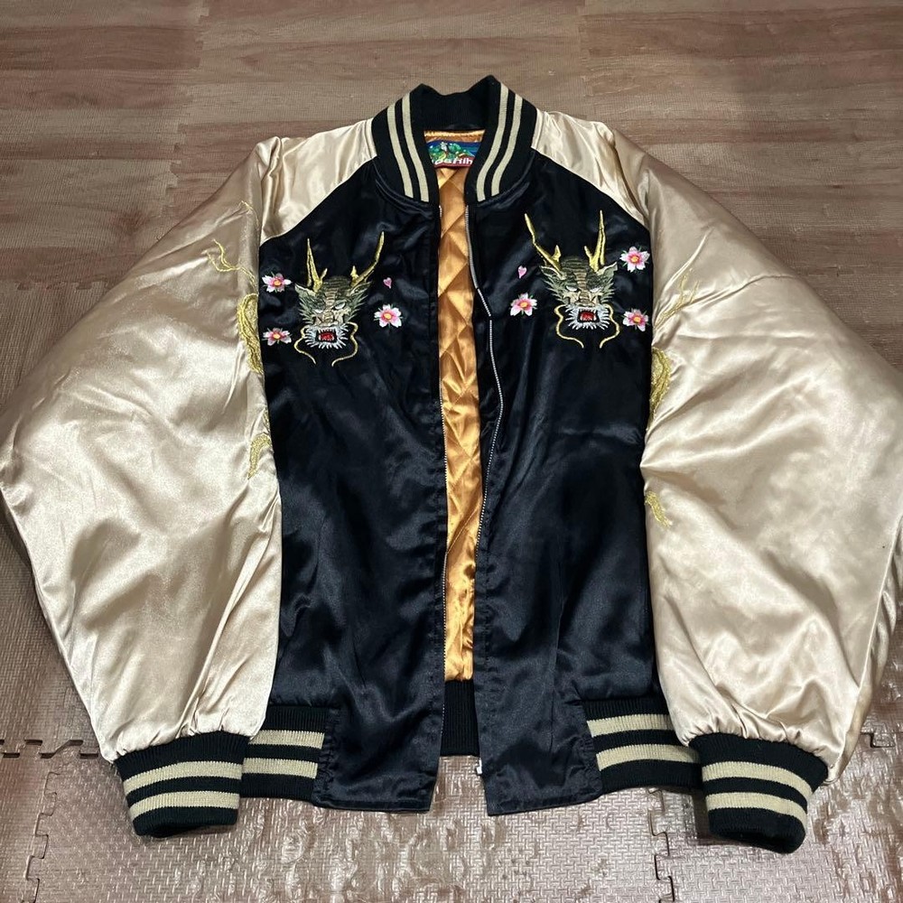 Hoshihime Sukajan Dragon Embroidery Satin Bomber Jacket XL Limited Edition