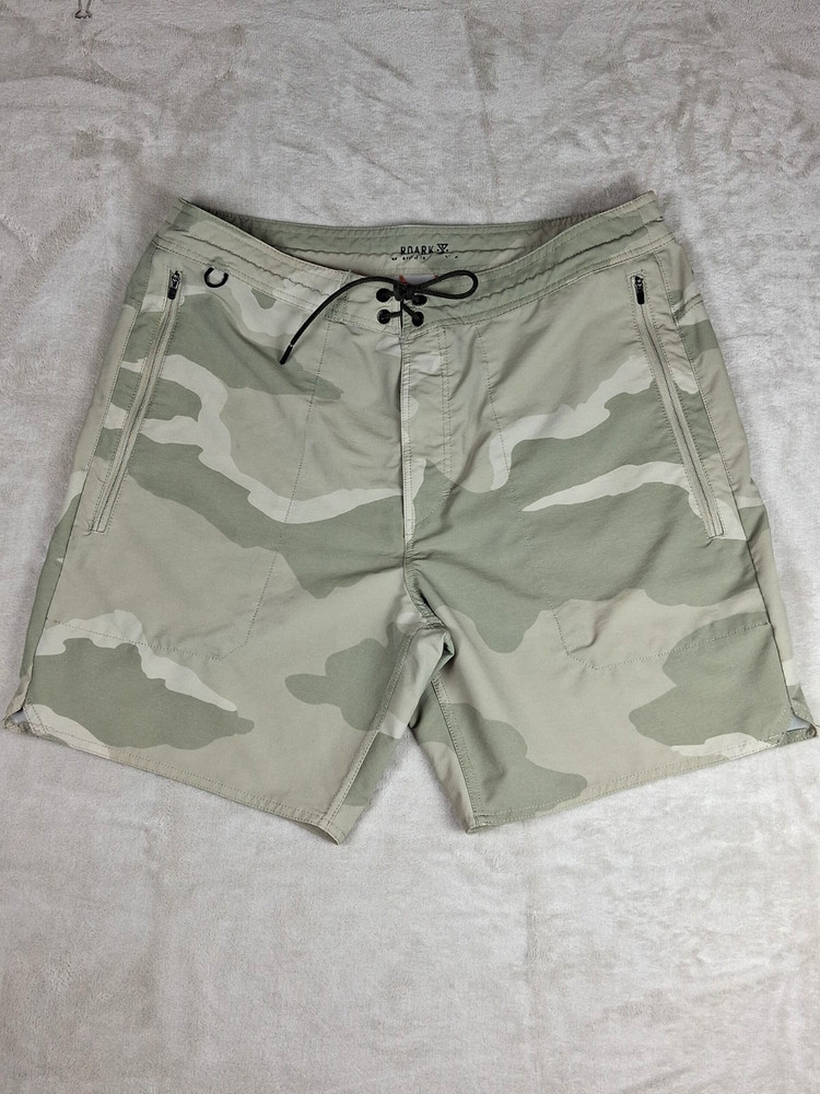 ROARK Mens Layover Trail Hybrid Camo Size 34 Drawstring Stretch Boardshorts