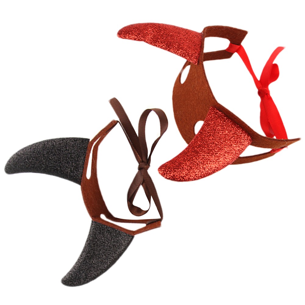 Pet Cosplay Costume Felt Pet Devil Horns Festive Dog Headgear with Straps clean