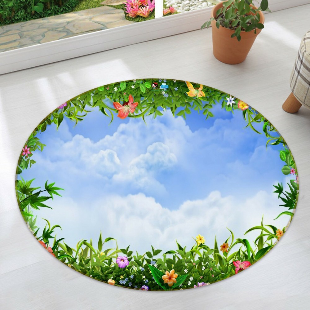 3D Sky Flowers NAO3645 Game Rug Mat Elegant Photo Carpet Mat Fay