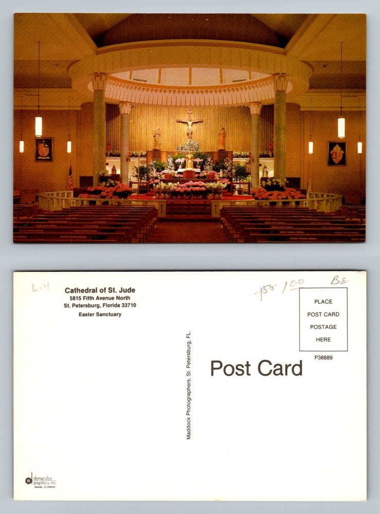 St. Petersburg FL-Florida Cathedral of St. Jude Easter Interior Vintage Postcard