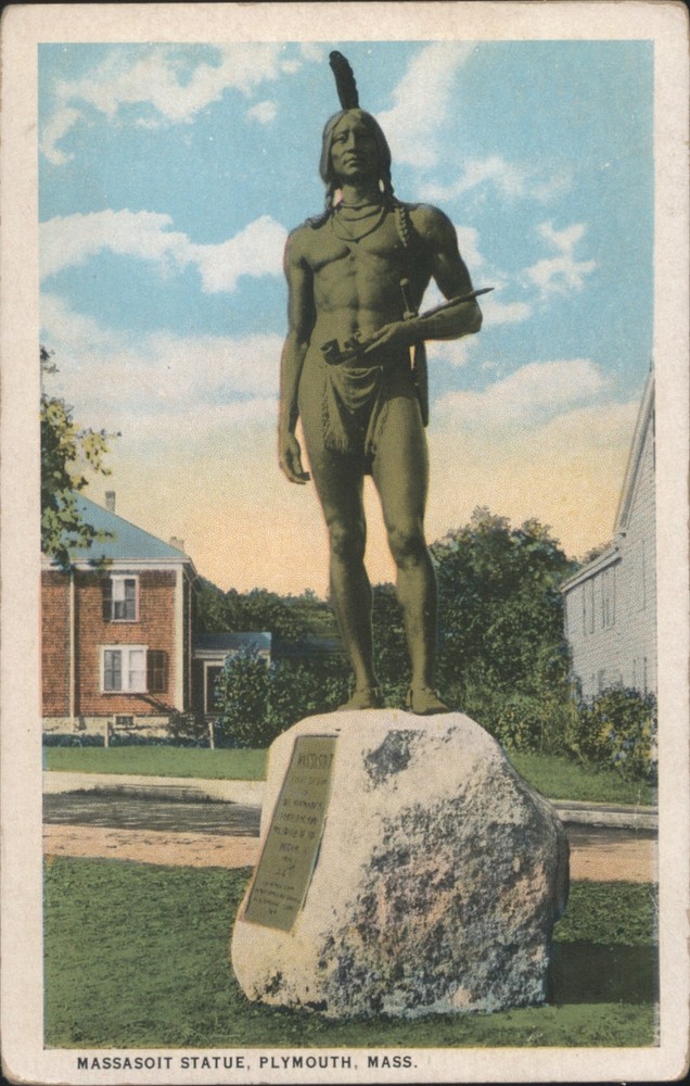 Plymouth, Massachusetts MA Massasoit Statue Original Vintage Postcard
