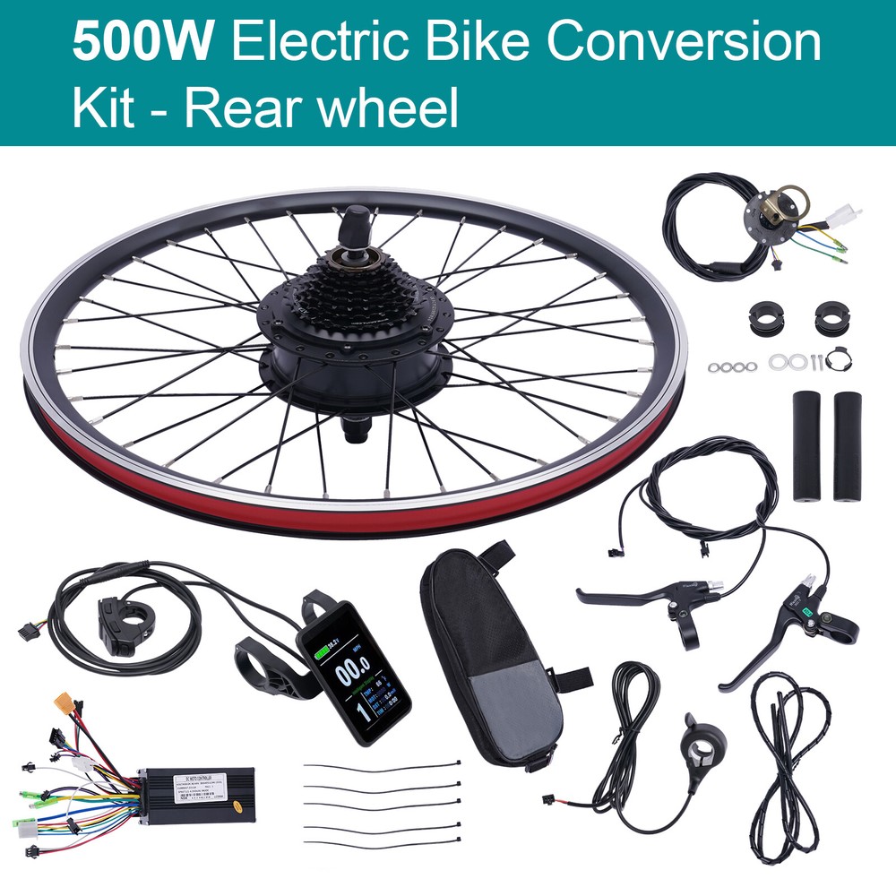 36V 500W 24-Inch Electric Bike Conversion Kit with Rear Wheel Motor Hub
