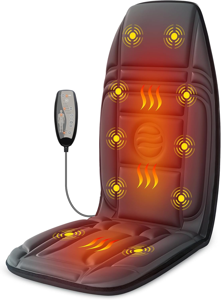Vibration Back Massager with Heat, Massage Chair Pad with 10 Vibration Motors &