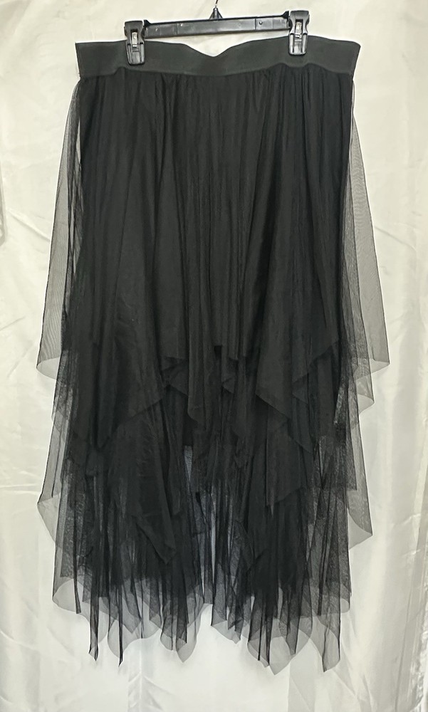 Skirt Maxi Whimsigoth Black Sheer Overlay Lined Witchy Goth Grunge Sz L/20 Style