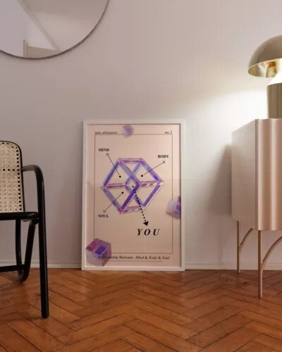 Mind Body Soul 3D Holographic Wall Art poster Choose your Size