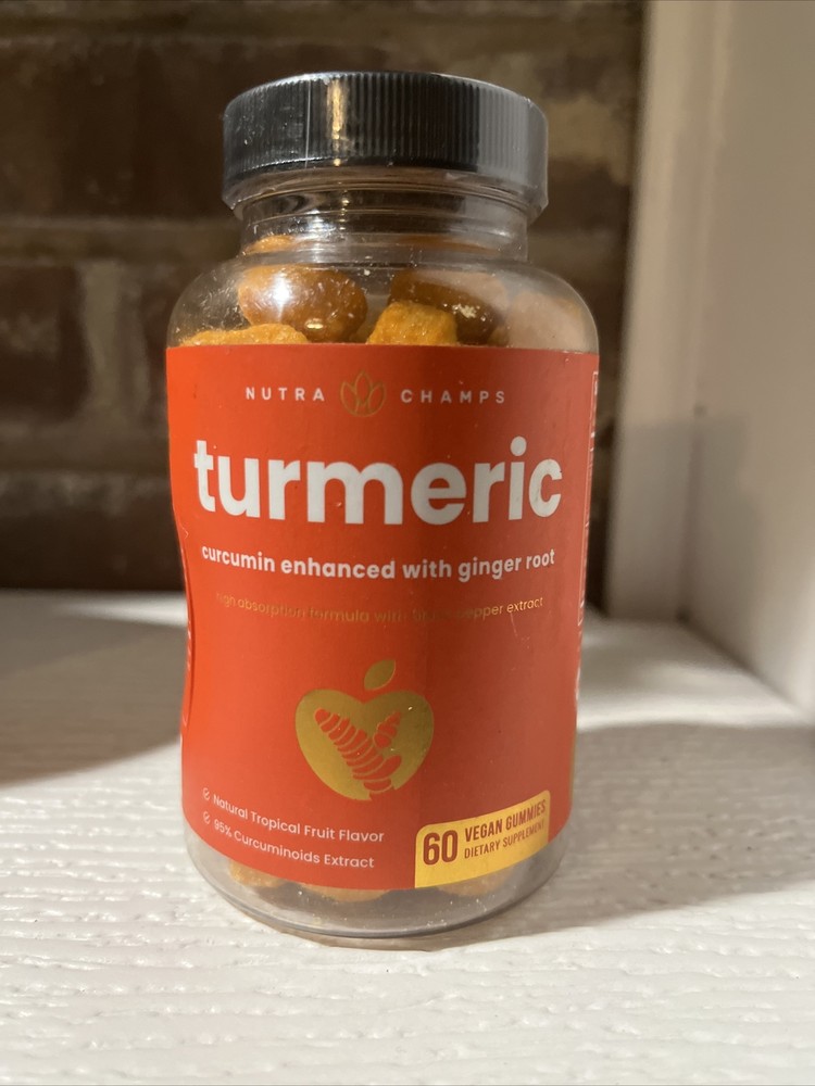 Turmeric, NUTRA CHAMPS Natural Tropical Fruit, 60 Vegan Gummies Expires 7/25