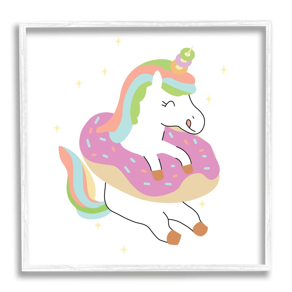 Happy Unicorn Sprinkled Donut Giclee Framed Wall Art, Design by Ziwei Li