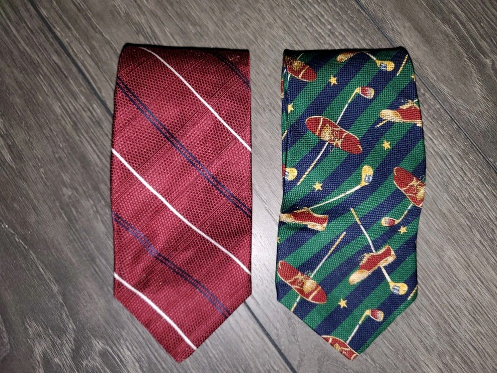 Vintage Tommy Hilfiger Neck Ties Silk Necktie Made In USA Golf Nautical