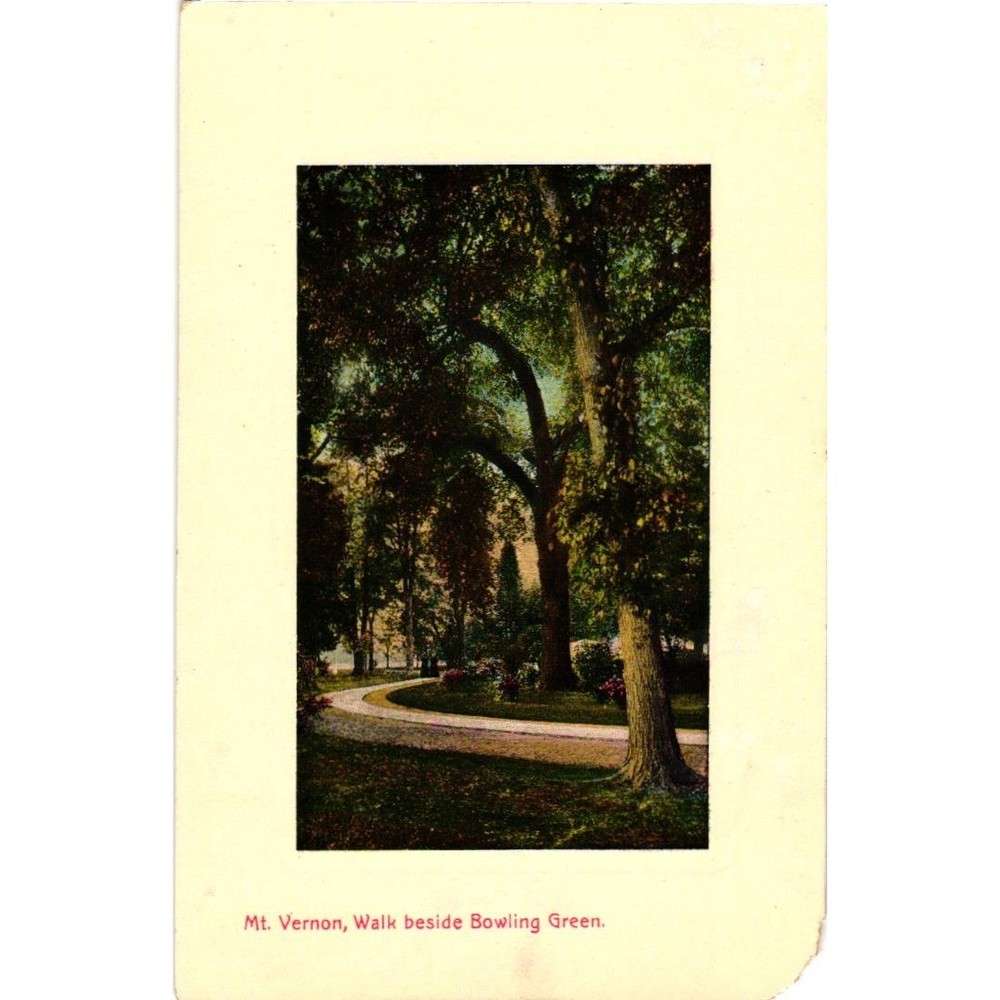Vintage Mt Vernon Postcard Walk Beside Bowling Green Leet Bros Virginia Litho
