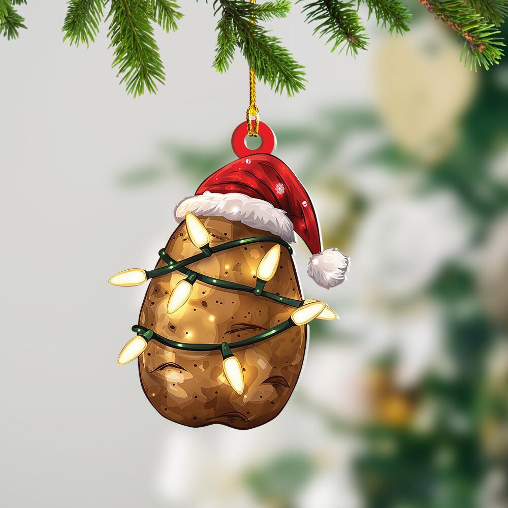 Potato Christmas Lights Ornament  Potato Christmas Tree Car Ornament Xmas Gift