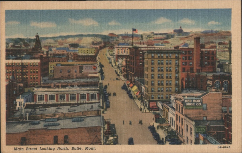 Butte, Montana MT Main Street Looking North Teich Original Vintage Postcard